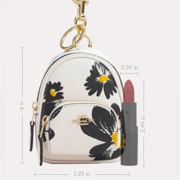 Coach NWT Mini Court Backpack Bag Charm With Floral Print - Picture 5 of 12